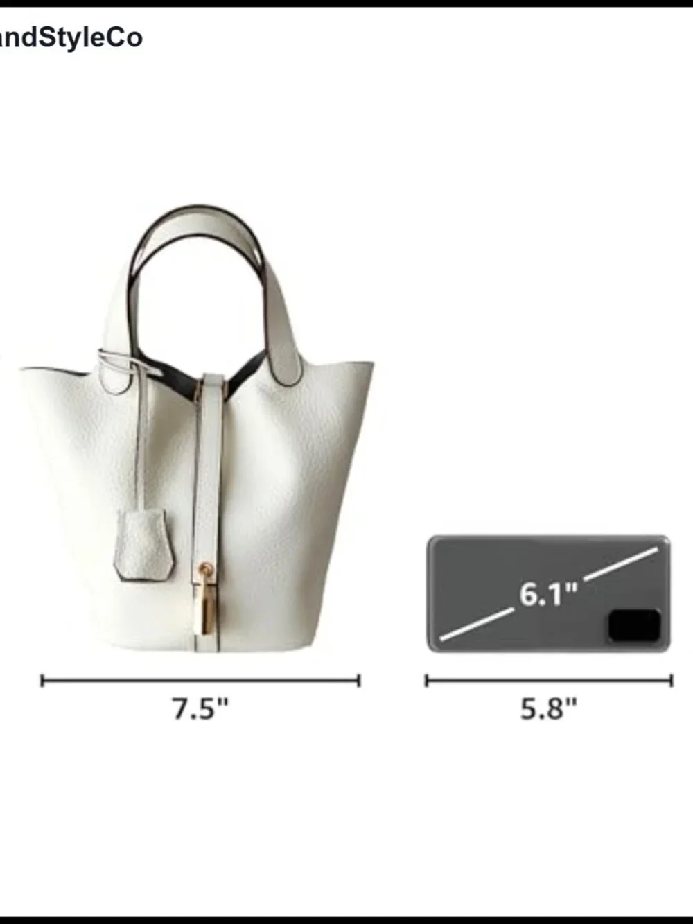 Genuine Leather Bucket Bag Satchel Handbag Detachable Pouch Gold-Tone Lock